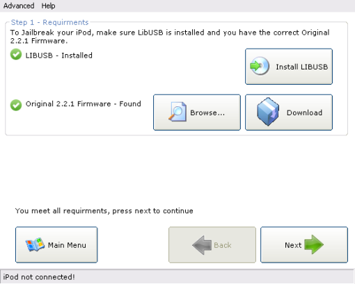 Deberemos instalar libUSB y descargar el firmware 2.2.1